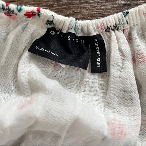 NWOT Asos White Floral Mini Prairie Dress w/ Open Back, Side Bow Ties, & Gathers - Picture 10 of 16